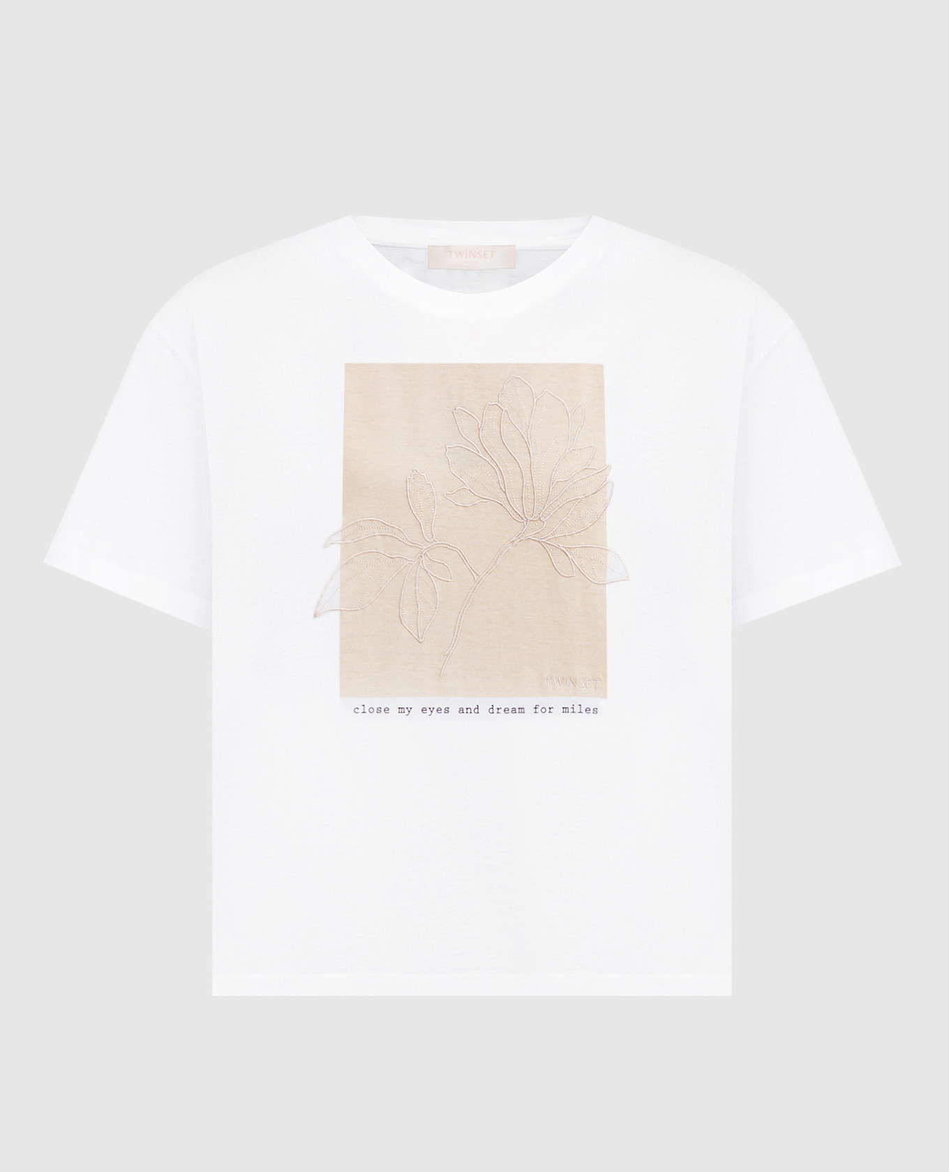 

Белая футболка с брендовой вышивкой, Белый, Футболки