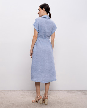 Peserico Голубое платье миди из льна S02412A02600