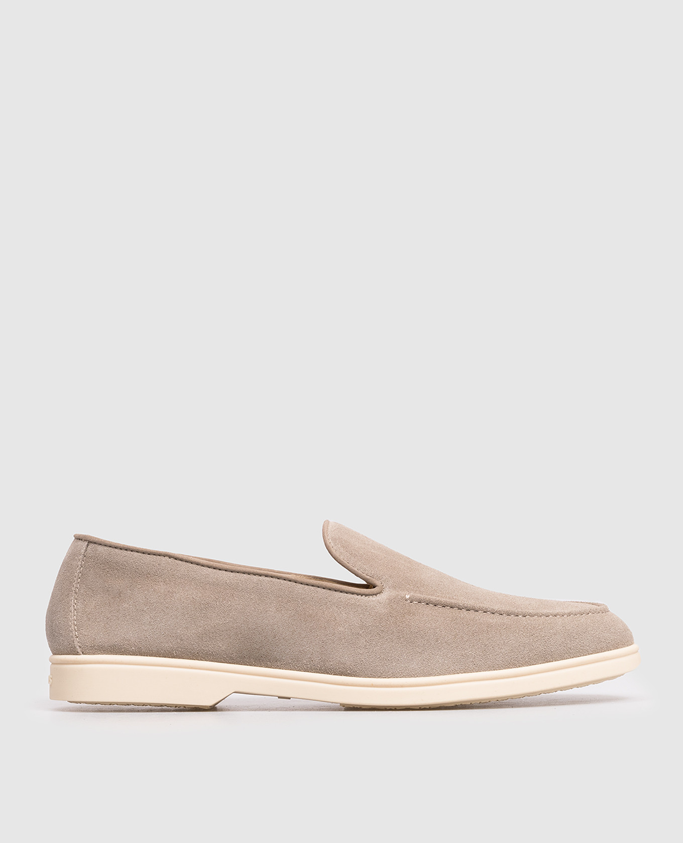 Серые замшевые лоферы с логотипом