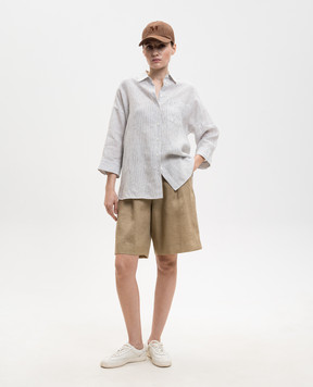 Max Mara Weekend Белая рубашка PANETTO из льна в полоску WKDPANETTO