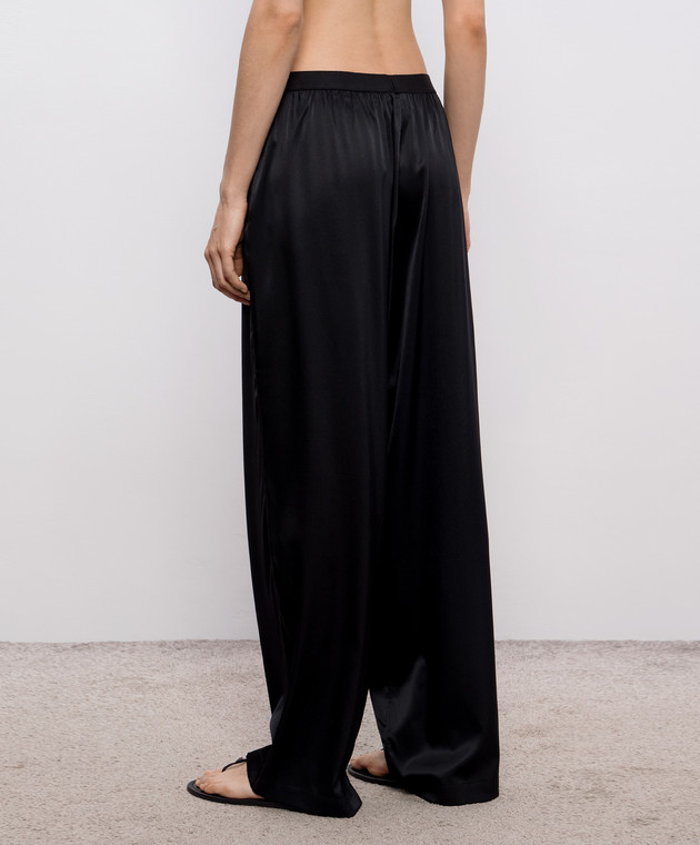 Maison Margiela MM6 Черные брюки с шелком в пижамном стиле MJH220050 изображение 4