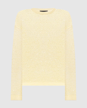 Fabiana Filippi Желтый ажурный джемпер с пайетками MAD276F534M120