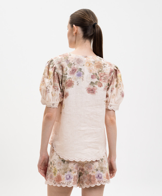 Twinset Бежева блуза з льону в квітковий принт 261TT2573 зображення 4