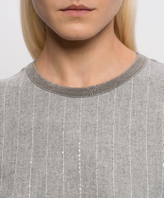 Brunello Cucinelli Серое платье с шерстью MG576AB4C1 изображение 5