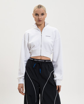 Off-White Біла укорочена спортивна кофта з квітковим принтом емблеми 2BE006S26FLE001