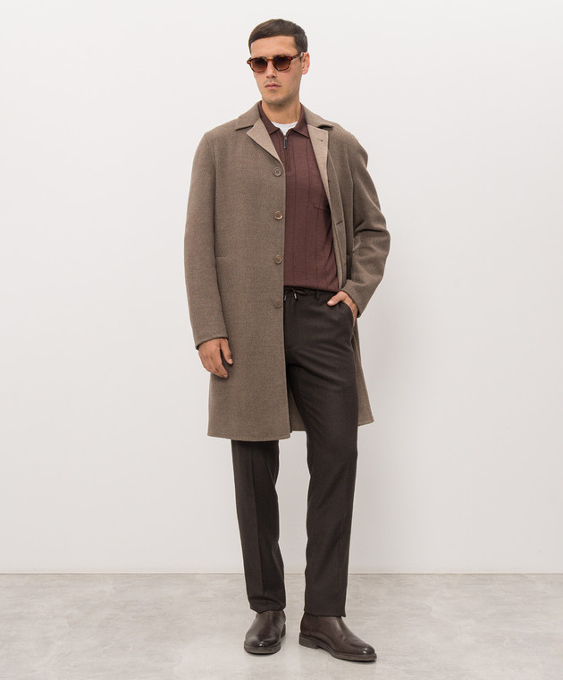 Stefano Ricci Коричневе пальто з вовни M1ZSDB4000W0001P зображення 2