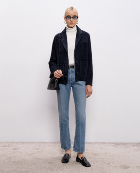 Yves Salomon Синя замшева куртка 26EYV21765APAV