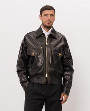 Versace Чорна шкіряна куртка 10257781A18381