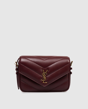 Saint Laurent Бордовая кожаная сумка кросс-боди LOULOU 873156AAEAX