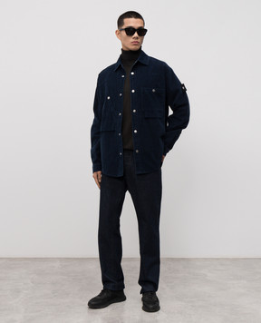 Stone Island Синя вельветова сорочка з логотипом K2S151100008S0J10