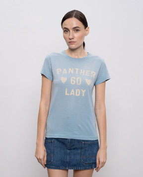 Valentino Голубая футболка Panther Lady с винтажным эффектом 8B3MG24Y9GL
