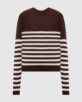 Brunello Cucinelli Коричневый джемпер в полоску с люрексом MAZ230100P