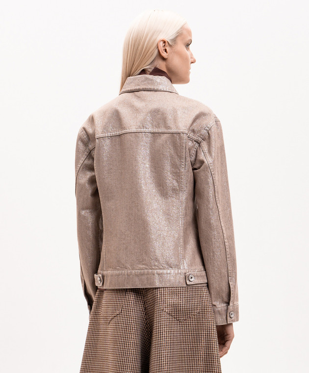 Brunello Cucinelli Бежева джинсова куртка з люрексом ML1097328P зображення 4