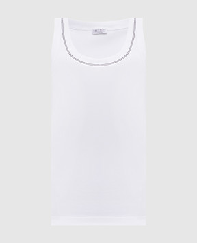 Brunello Cucinelli Білий топ в рубчик MG902BW710