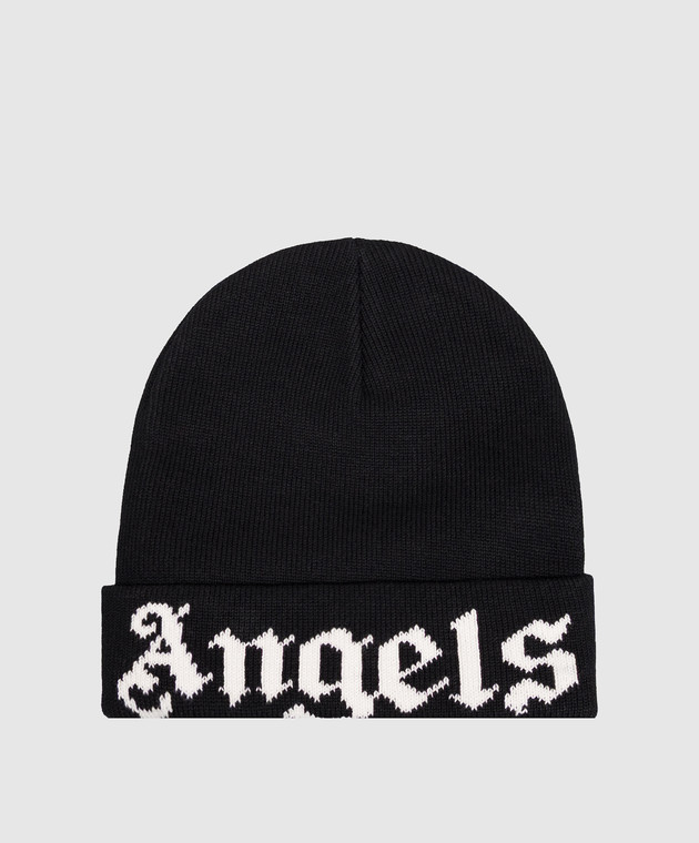 Palm Angels Дитяча чорна шапка з контрастним візерунком логотипа F6PAJBHT227 зображення 2