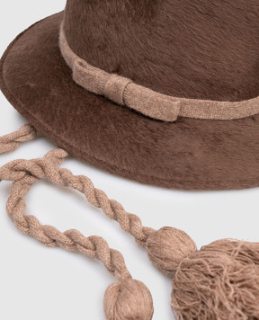 Agnona Коричневая шляпа из шерсти кролика с завязками AK1006YU1113