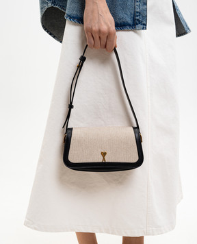 Ami Paris Черная комбинированная сумка с эмблемой ULL719AW0002