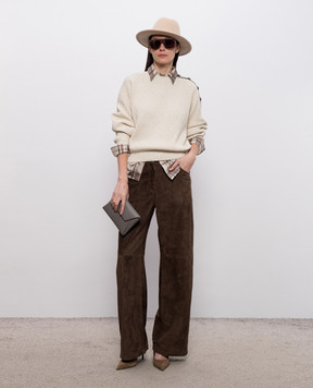 Brunello Cucinelli Бежевая блуза из шелка в клетку MP968NN406