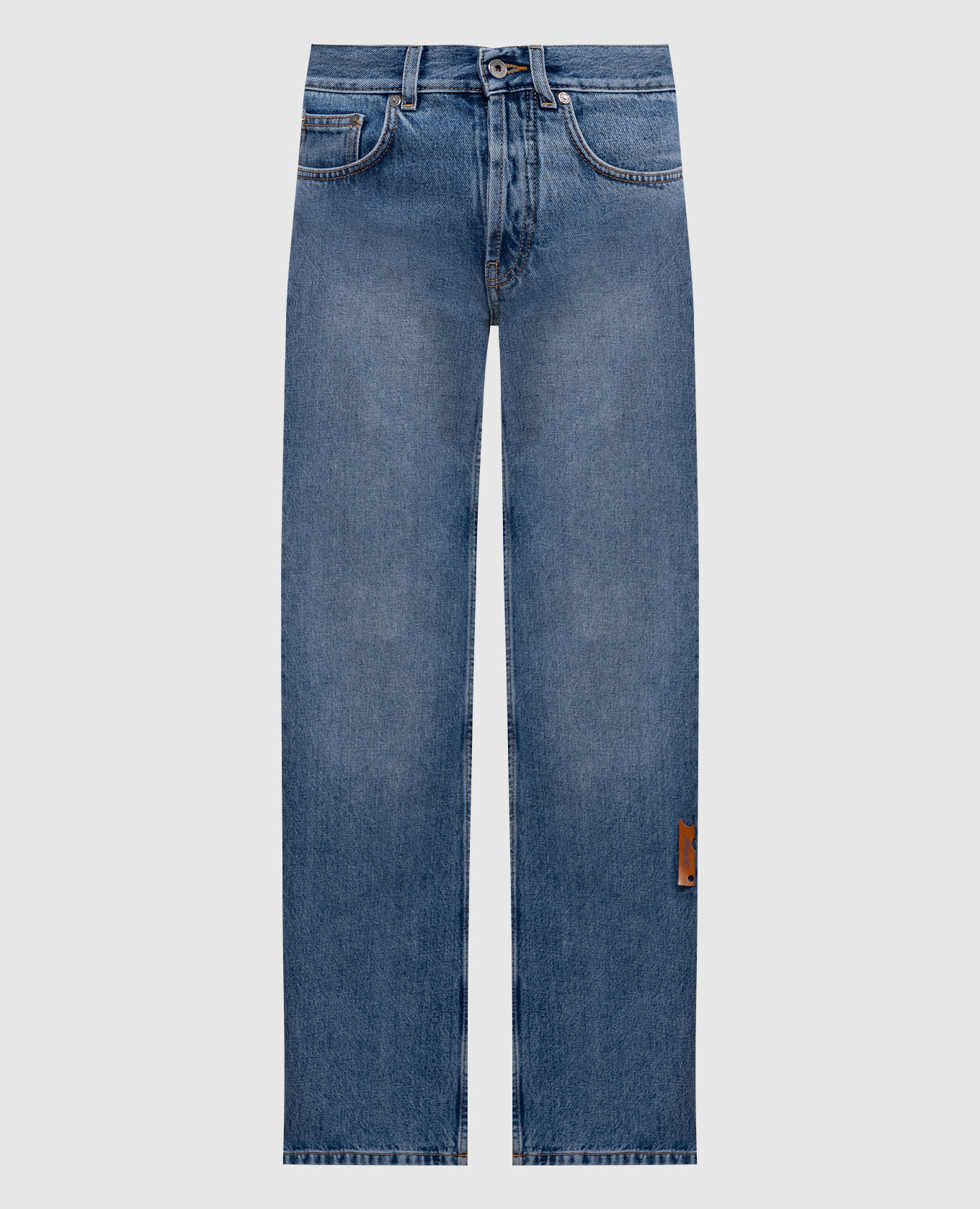 

Синие джинсы с эффектом потертости, Синий, Прямые джинсы