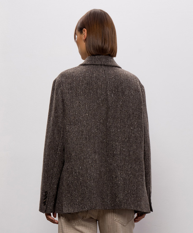 Brunello Cucinelli Коричневый жакет с шерстью в узор MG5667205 изображение 4