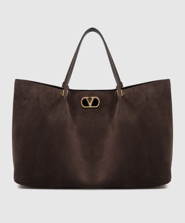 Valentino Коричневая замшевая сумка-тоут VLogo 9W2B0T82AHA