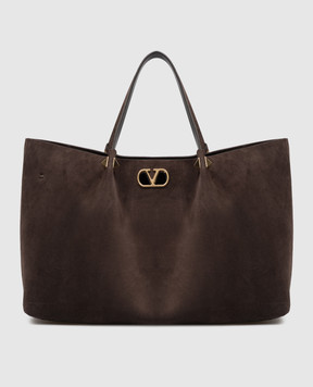 Valentino Коричнева замшева сумка-тоут VLogo 9W2B0T82AHA