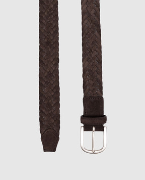 Canali Коричневий замшевий плетений ремінь KB0053550C