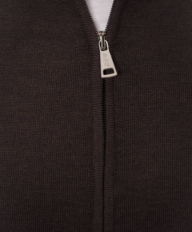 Cashmere&Whiskey Коричневий кардиган з вовни мериноса 97396 зображення 5