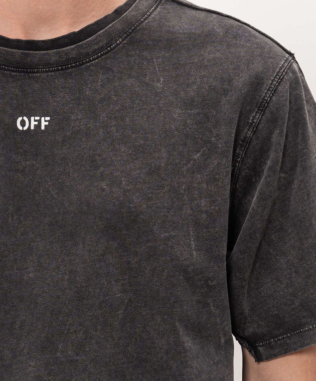 Off-White Серая футболка с принтом логотипа 44MAA16NF26J005 изображение 5