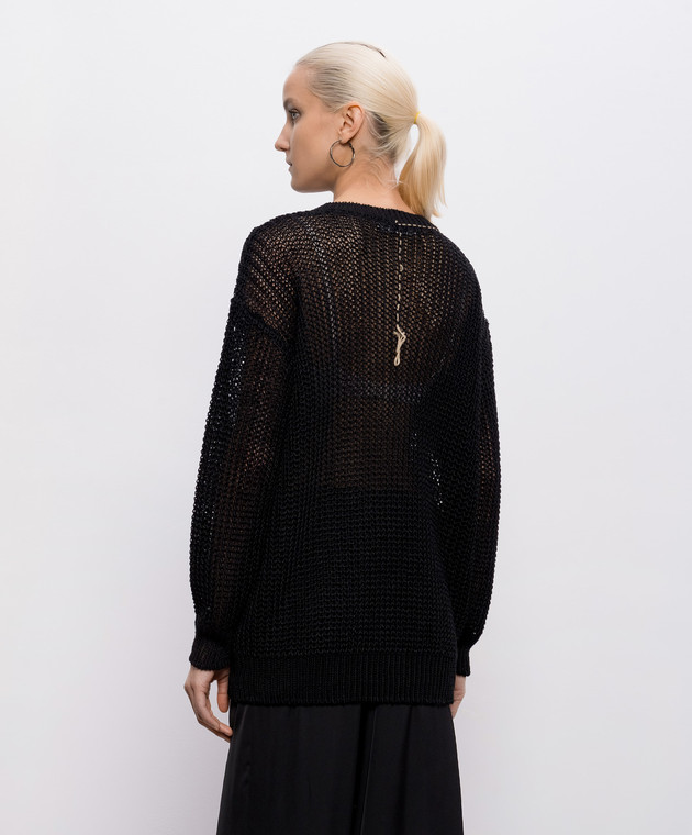 Intoca Черный ажурный свитер из льна 261LILLPO0102 изображение 4