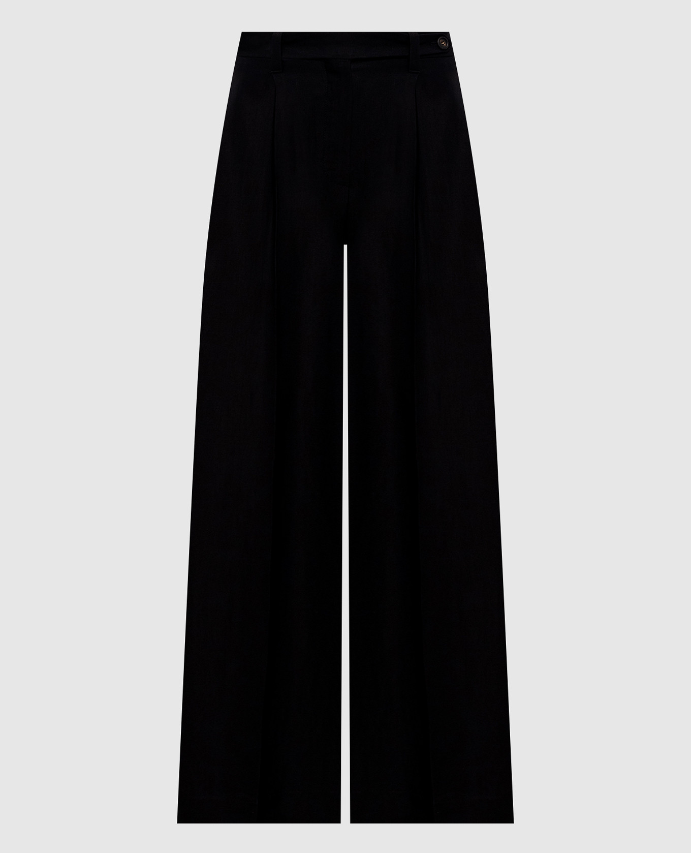 

Черные брюки с льном, Черный, Широкие брюки