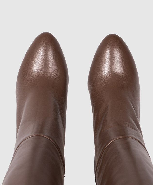 Stuart Weitzman Коричневые кожаные сапоги MADISON SO505 изображение 4