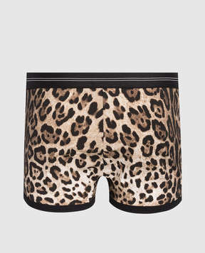 Dolce&Gabbana Коричневі труси-боксери в анімалістичний принт M4C17JONR61