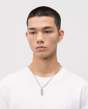 Off-White Сріблястий ланцюжок з підвіскою Diag OMOB15WF25MET001