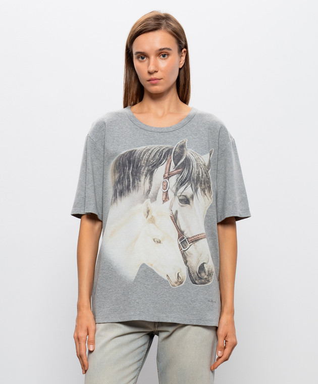Maison Margiela MM6 Сіра футболка з принтом SH2GC0050M20277 зображення 3