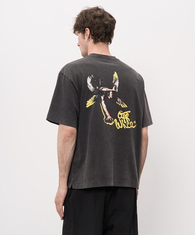 Off-White Сіра футболка з принтом Fallen Caravaggio 44MAA120S26J00B зображення 4