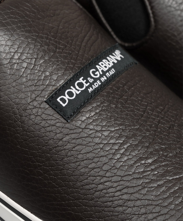 Dolce&Gabbana Коричневі шкіряні сліпони DG Sailing CS2428A8034 зображення 5