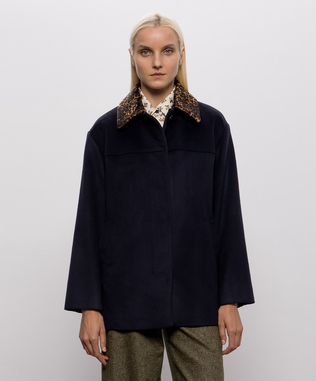 Max Mara Синее пальто CALAMO из шерсти MSTCALAMO изображение 3