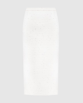 Alessandra Rich Біла твідова спідниця міді з паєтками FABX4358F4702