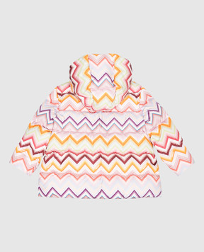 Missoni Дитячий рожевий пуховик в брендовий принт MZ2A10N0443