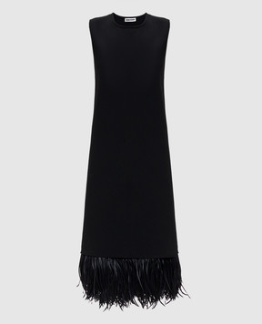 Jil Sander Черное платье миди с перьями J03CT0561J18352