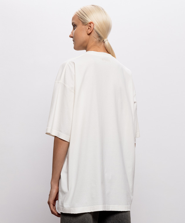 Vetements Футболка кольору айворі з принтом напису MH27TR148Ww зображення 3