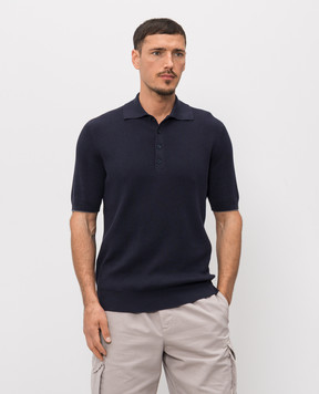 Brunello Cucinelli Синє поло в рубчик M29400025