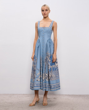 Alemais Белое платье миди Villa Romantica с льном 6091D