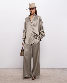 Brunello Cucinelli Блуза кольору хакі із шовку M0C59MY906