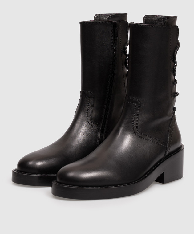 Ann Demeulemeester Черные кожаные ботинки Henrica B0010057LT047 изображение 2