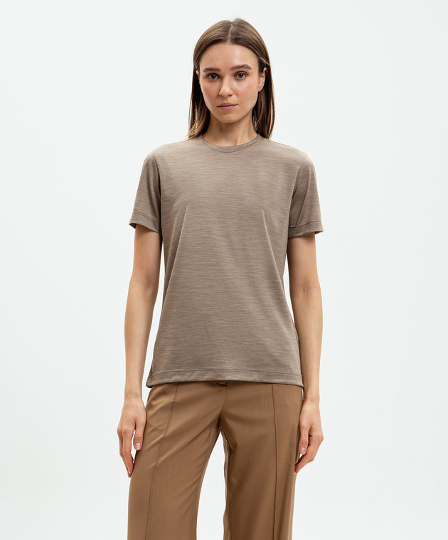 Marco Pescarolo Коричневая футболка из шерсти AMATAD53Y04 изображение 2