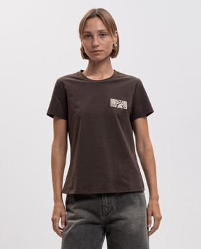 Twinset Коричнева футболка з нашивкою 262LI2BUU