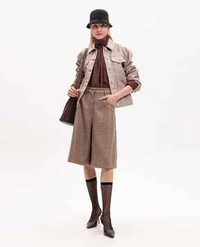 Brunello Cucinelli Бежева джинсова куртка з люрексом ML1097328P
