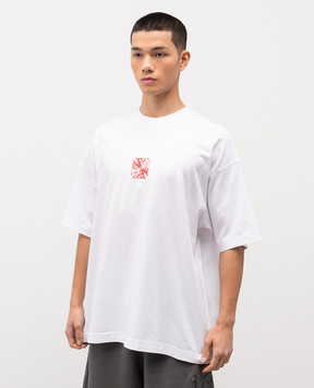 Vetements Белая футболка BIKER CROSS с принтом логотипа ME76TR178W